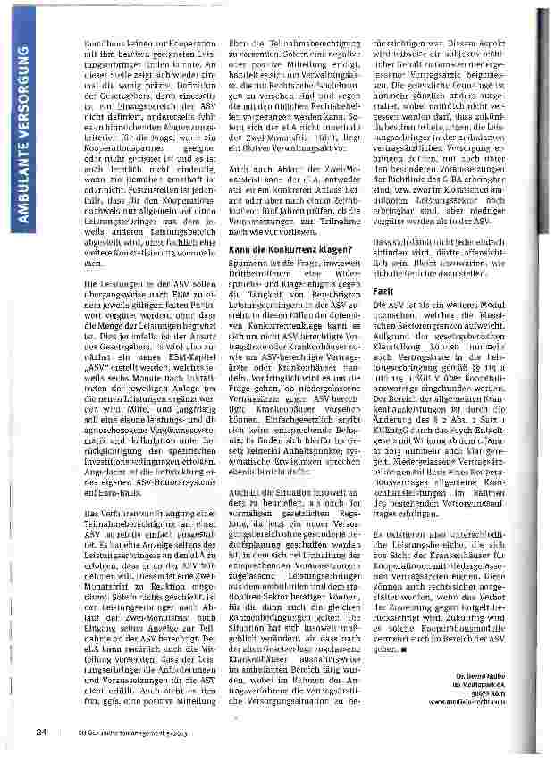 Vorschauseite 4: ASV-Potenzial für Krankenhäuser?