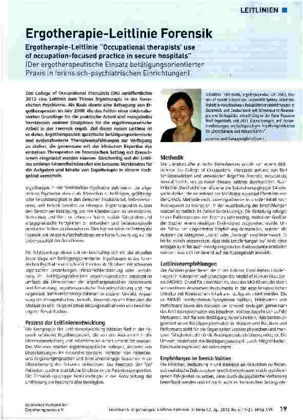 Vorschauseite 1: Ergotherapie-Leitlinie Forensik