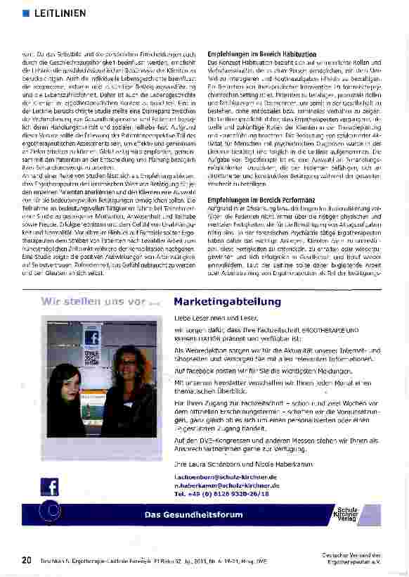 Vorschauseite 2: Ergotherapie-Leitlinie Forensik
