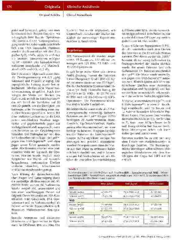 Vorschauseite 3: Larynxmaske in Bauchlage bei elektiven Wirbelsäuleneingriffen -Eine sinnvolle Alternative?