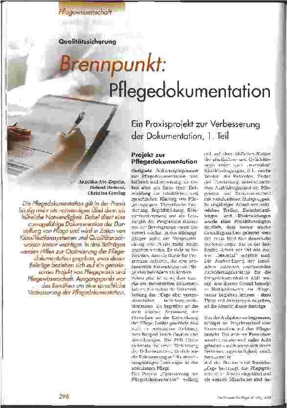 Vorschauseite 1: Brennpunkt: Pflegedokumentation 1. Teil