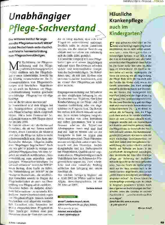 Vorschauseite 1: Unabhängiger Pflege-Sachverstand