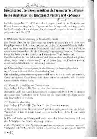 Vorschauseite 1: Europäisches Übereinkommen über die theoretische und praktische Ausbildung von Krankenschwestern und -pflegern