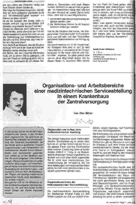 Vorschauseite 1: Organisationsund Arbeitsbereiche einer medizintechnischen Serviceabteilung in einem Krankenhaus der Zentralversorgung