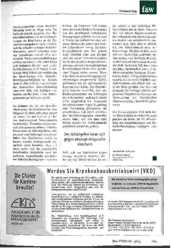 Vorschauseite 3: Hürden beim Betriebsübergang Zusätzliche Altersversorgung trotz Ausgliederung?