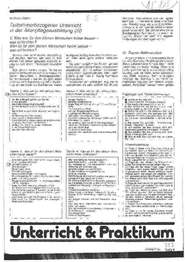Vorschauseite 1: Teilnehmerbezogener Unterricht in der Altenpflegeausbildung (III)