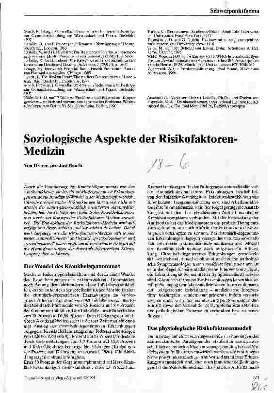 Vorschauseite 1: Soziologische Aspekte der Risikofaktoren-Medizin
