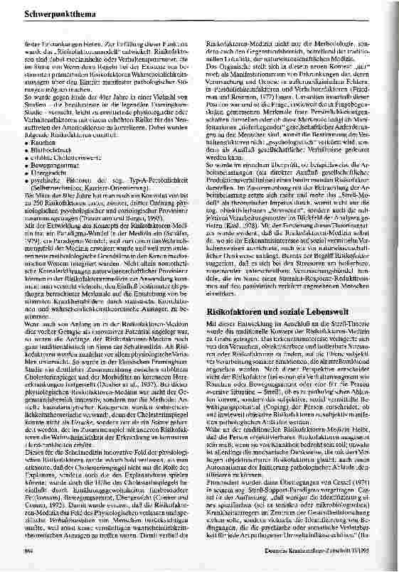 Vorschauseite 2: Soziologische Aspekte der Risikofaktoren-Medizin