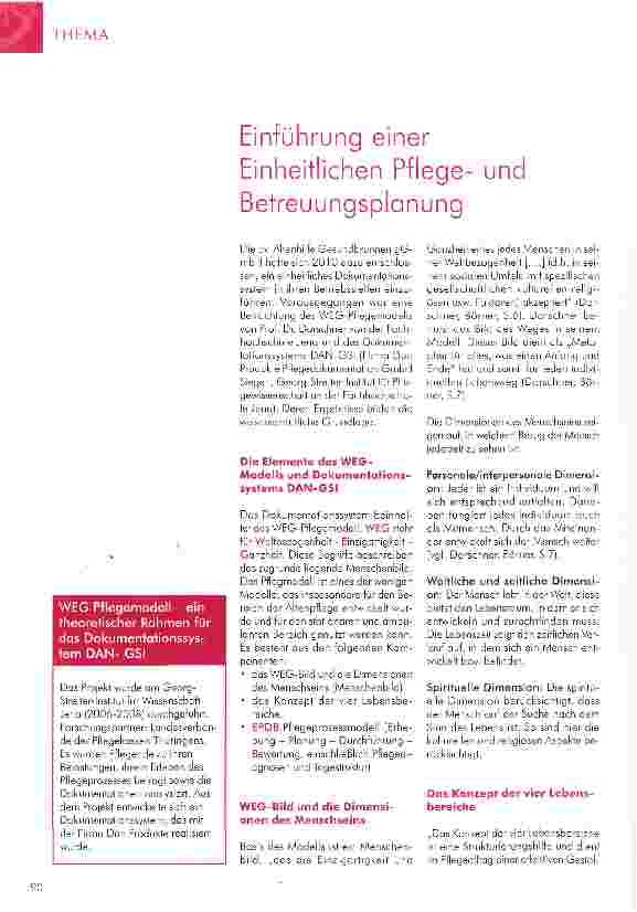 Vorschauseite 1: Einführung einer Einheitlichen Pflegeund Betreuungsplanung