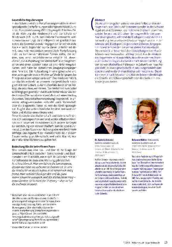 Vorschauseite 2: Eizellspende und Spermienspende im Vergleich - Zwischenergebnisse aus einem nationalen Forschungsprojekt