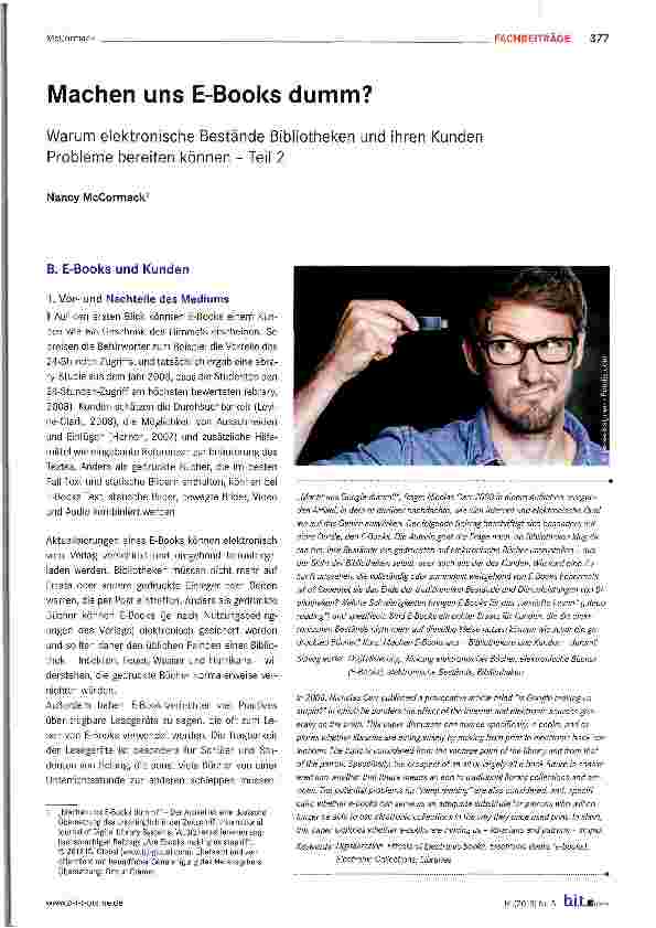 Vorschauseite 1: Machen uns E-Books dumm?