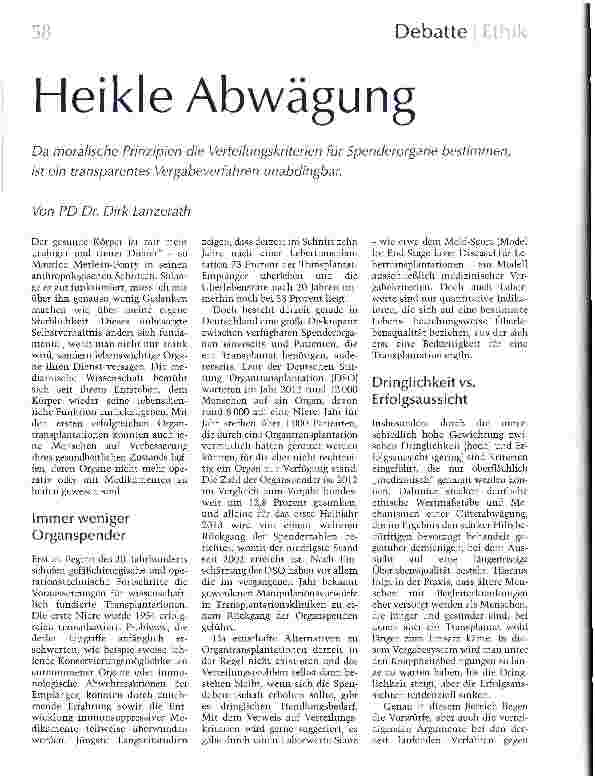Vorschauseite 1: Heikle Abwägung