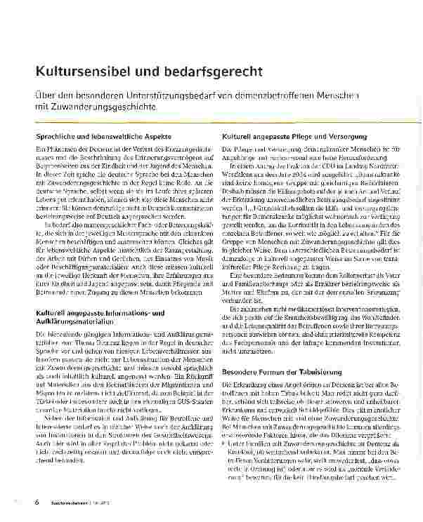 Vorschauseite 1: Kultursensibel und bedarfsgerecht