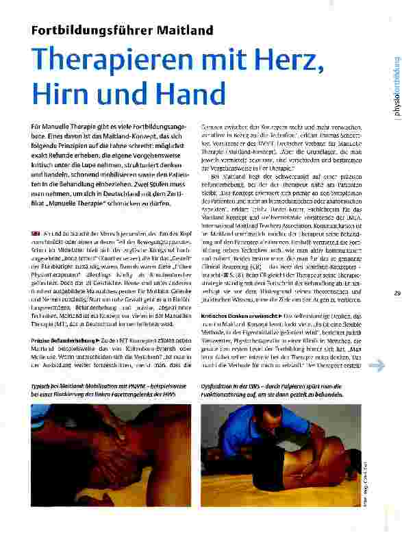 Vorschauseite 1: Fortbildungsführer Maitland Therapieren mit Herz, Hirn und Hand