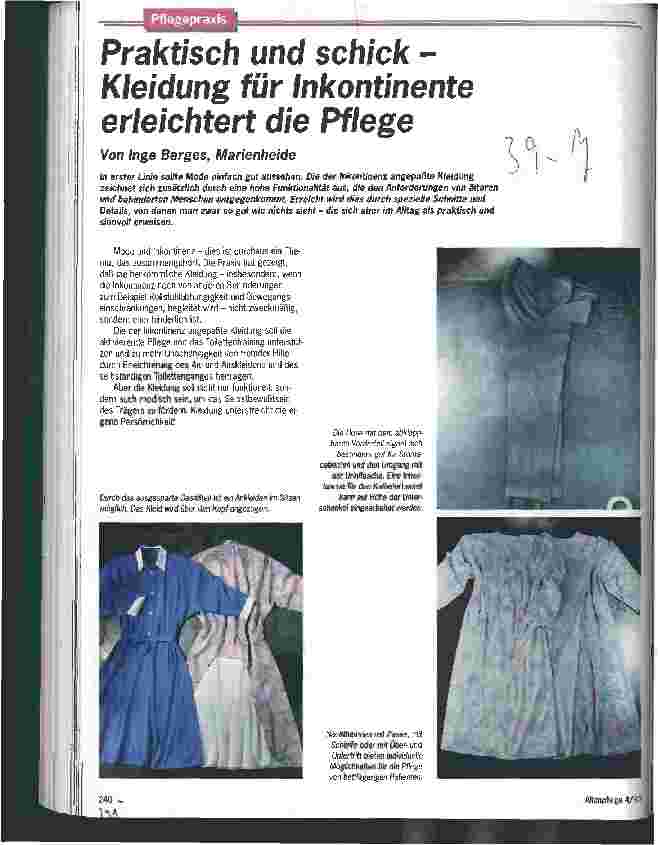 Vorschauseite 1: Praktisch und schick - Kleidung für Inkontinente erleichtert die Pflege