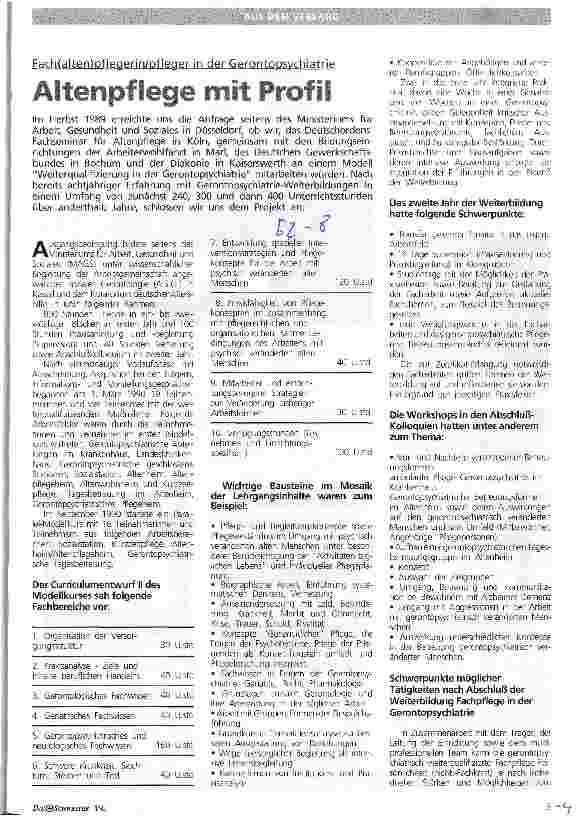Vorschauseite 1: Altenpflege mit Profil FachaltenpflegerIn in der Gerontopsychiatrie