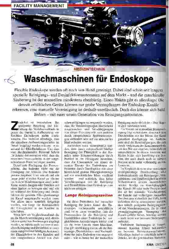 Vorschauseite 1: Waschmaschinen für Endoskope Medizintechnik