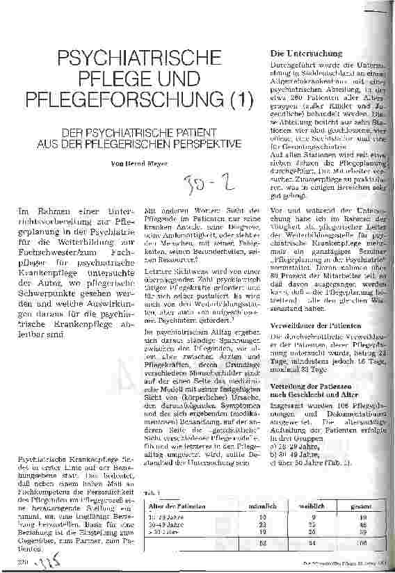 Vorschauseite 1: Psychiatrische Pflege und Pflegeforschung (1) Der psychiatrische Patient aus der pflegerischen Perspektive