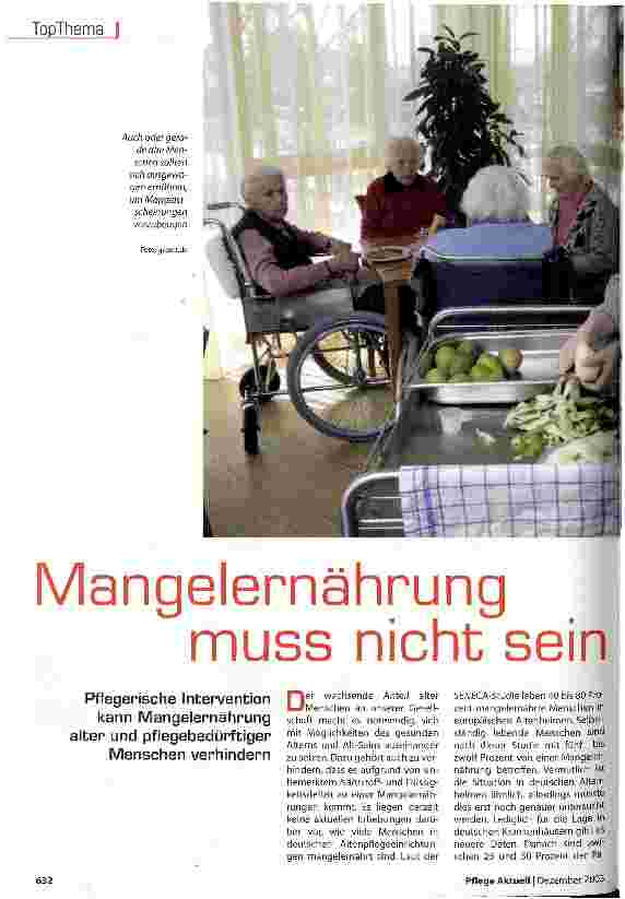 Vorschauseite 1: Mangelernährung muss nicht sein