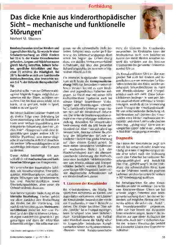 Vorschauseite 1: Das dicke Knie aus kinderorthopädischer Sichtmechanische und funktionelle Störungen