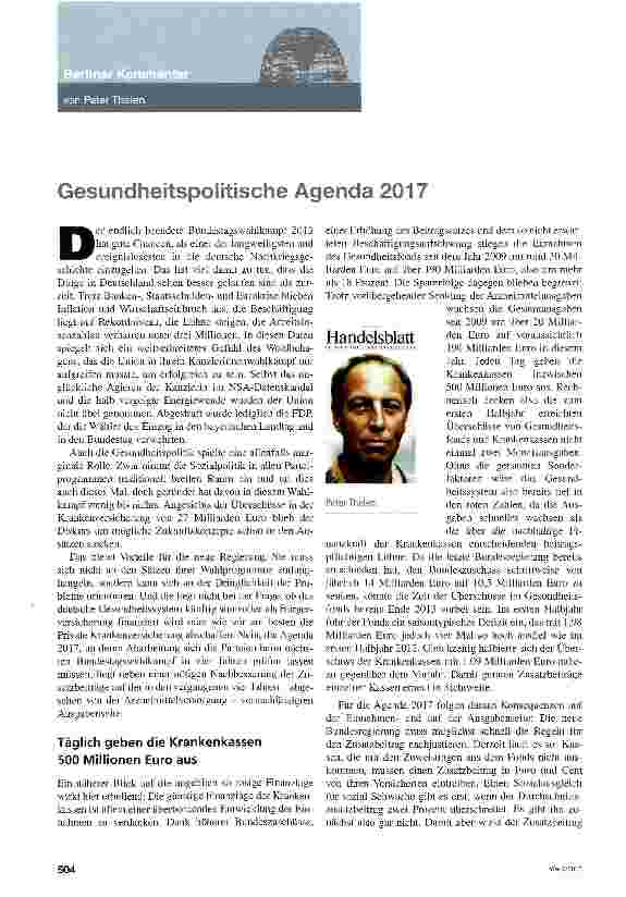Vorschauseite 1: Gesundheitspolitische Agenda 2017