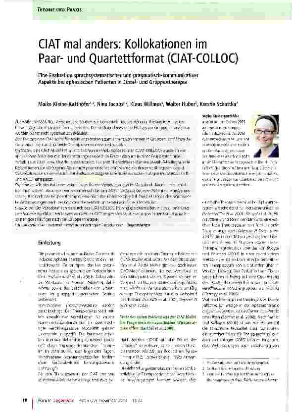 Vorschauseite 1: CIAT mal anders: Kollokationen im Paarund Quartettformat (CIAT-COLLOC)