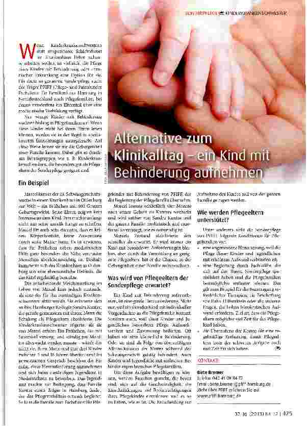 Vorschauseite 1: Alternative zum Klinikalltagein Kinde mit Behinderung aufnehmen