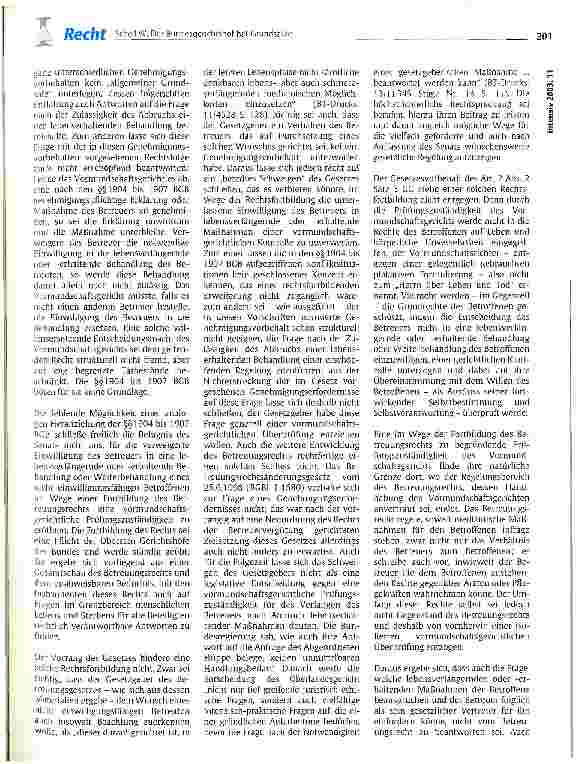 Vorschauseite 6: Der Bundesgerichtshof hat Grundsätze zur vormundschaftsgerichtlichen Genehmigung von Betreuerentscheidungen im Zusammenhang mit lebensverlängernden Maßnahmen an einwilligungsunfäh…
