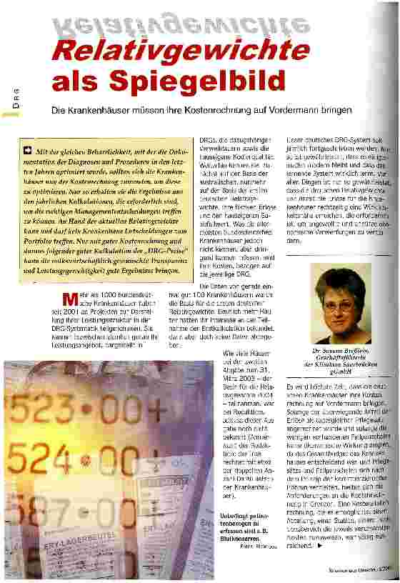 Vorschauseite 1: Relativgewichte als Spiegelbild Die Krankenhäuser müssen ihre Kostenrechnung auf Vordermann bringen
