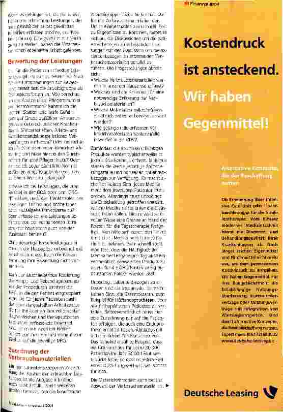 Vorschauseite 3: Relativgewichte als Spiegelbild Die Krankenhäuser müssen ihre Kostenrechnung auf Vordermann bringen