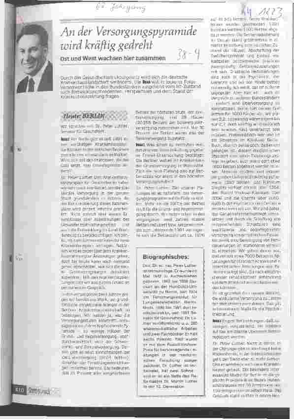 Vorschauseite 1: An der Versorgungspyramide wird kräftig gedreht Ost und West wachsen hier zusammen Interview