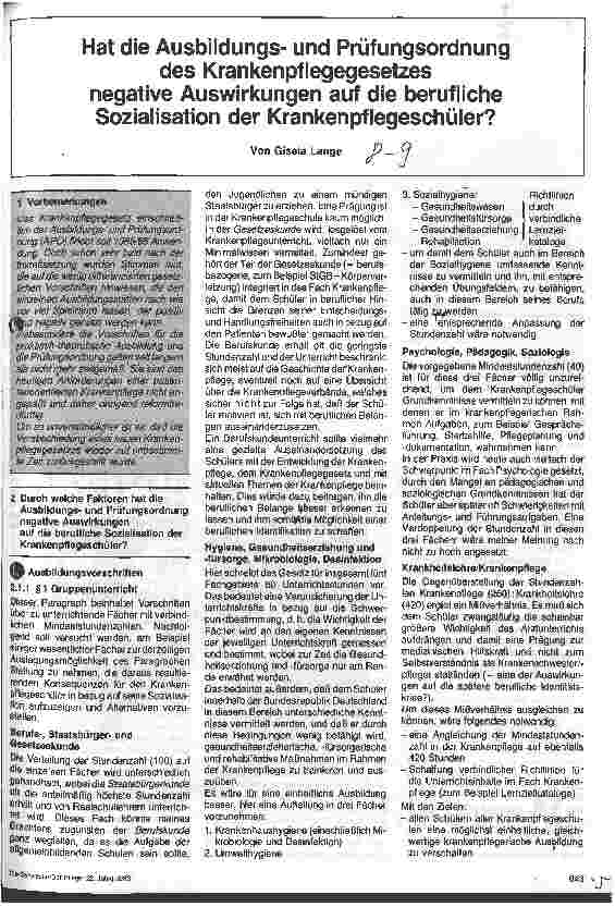 Vorschauseite 1: Hat die Ausbildungsund Prüfungsordung des Krankenpflegegesetzes negative Auswirkungen?