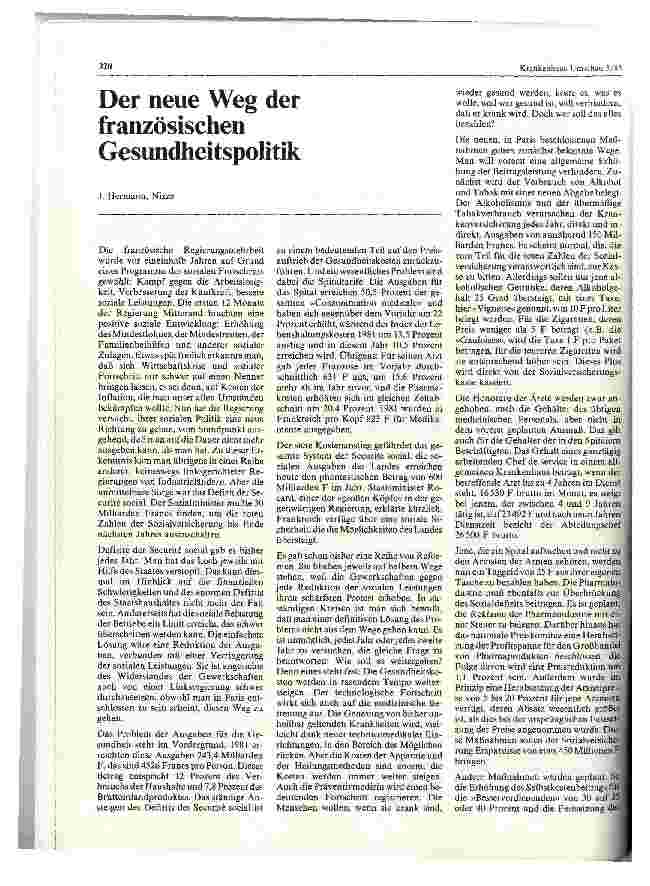 Vorschauseite 1: Der neue Weg der französischen Gesundheitspolitik