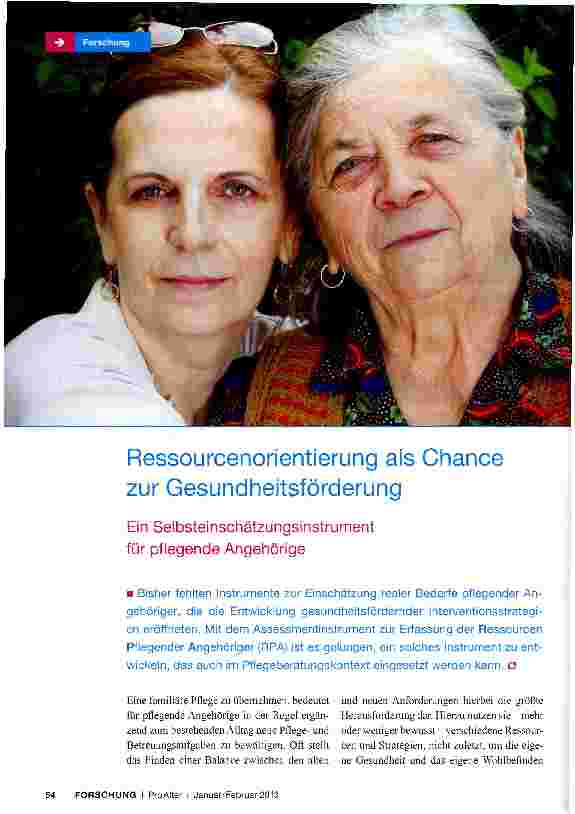 Vorschauseite 1: Ressourcenorientierung als Chance zur Gesundheitsförderung