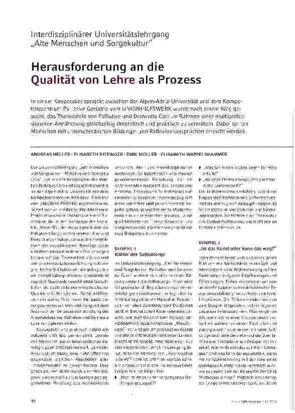 Vorschauseite 1: Herausforderung an die Qualität von Lehre als Prozess