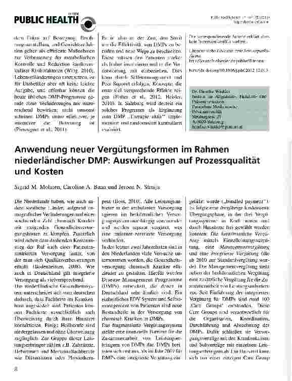 Vorschauseite 3: Schlussfolgerungen aus der Evaluation des österreichischen Disease-Management-Programms Therapie aktiv für die Behandlung von Diabetes mellitus Typ 2