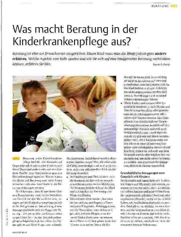 Vorschauseite 1: Was macht Beratung in der Kinderkrankenpflege aus?