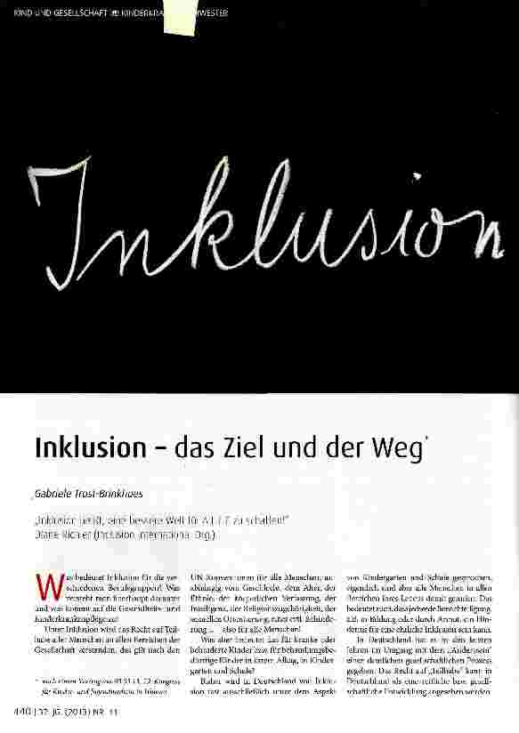 Vorschauseite 1: Inklusion - das Ziel und der Weg
