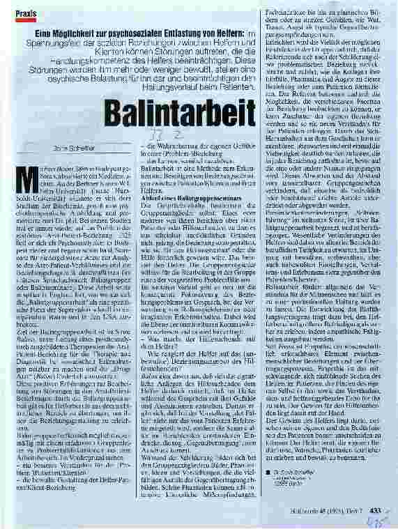 Vorschauseite 1: Balintarbeit Eine Möglichkeit zur psychosozialen Entlastung von Helfern