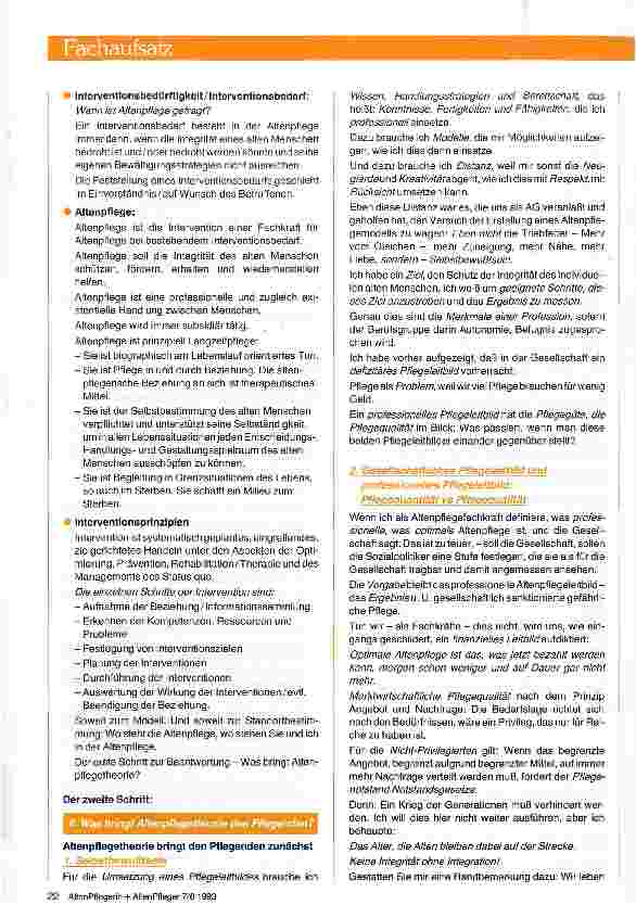 Vorschauseite 3: Theorie der Altenpflege - Was bringt sie Pflegern und Gepflegten? Tage der Altenpflege 1993: Sicherheit durch Professionalität