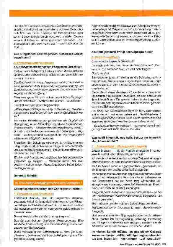 Vorschauseite 4: Theorie der Altenpflege - Was bringt sie Pflegern und Gepflegten? Tage der Altenpflege 1993: Sicherheit durch Professionalität