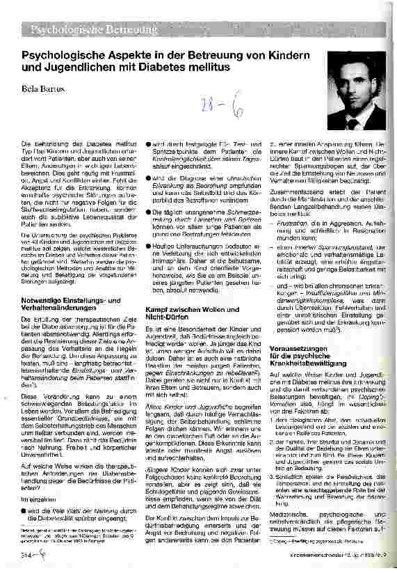 Vorschauseite 1: Psychologische Aspekte in der Betreuung von Kindern und Jugendlichen mit Diabetes mellitus