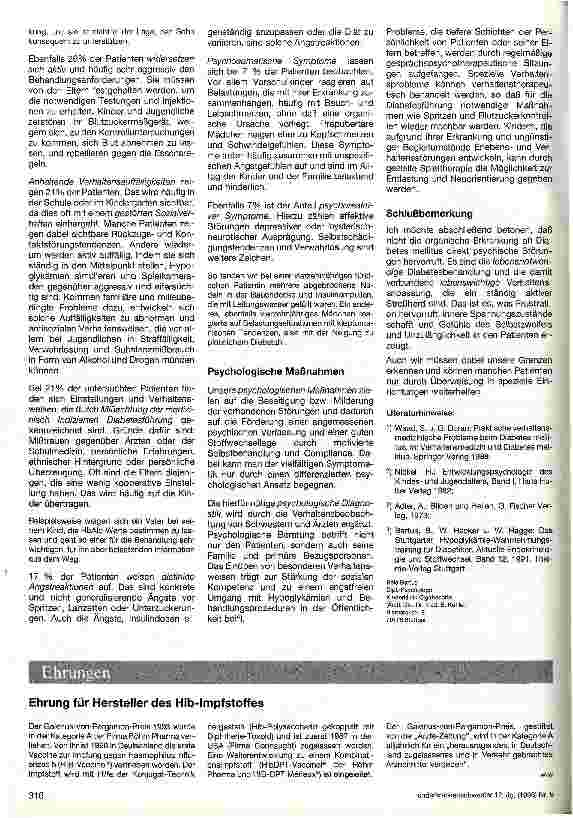 Vorschauseite 3: Psychologische Aspekte in der Betreuung von Kindern und Jugendlichen mit Diabetes mellitus