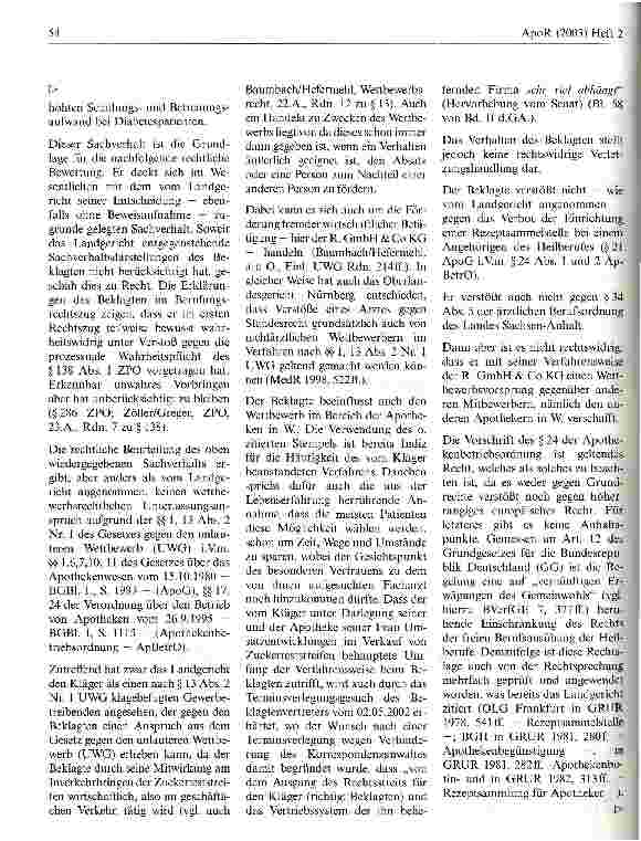 Vorschauseite 4: Zum Unterhalten einer unerlaubten Rezeptsammelstelle OLG Naumburg, Urteil vom 3. Juli 2002