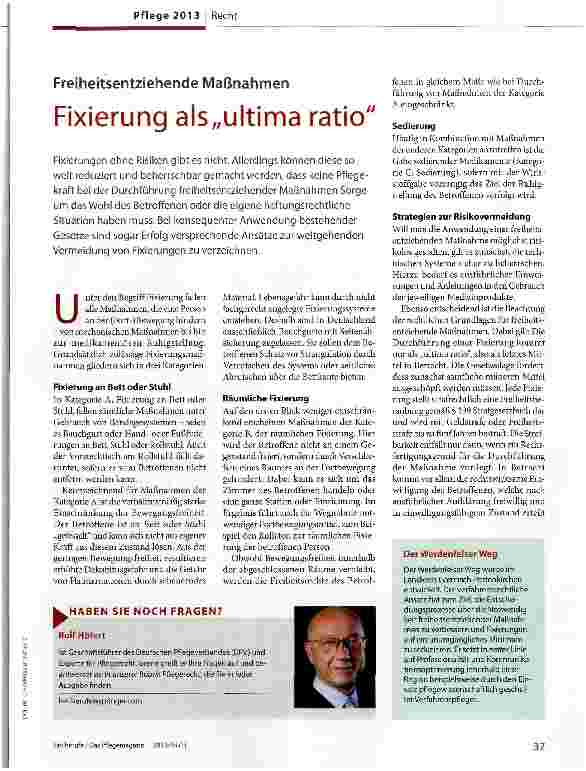 Vorschauseite 1: Freiheitsentziehende Maßnahmen´Fixierung als„ultima ratio