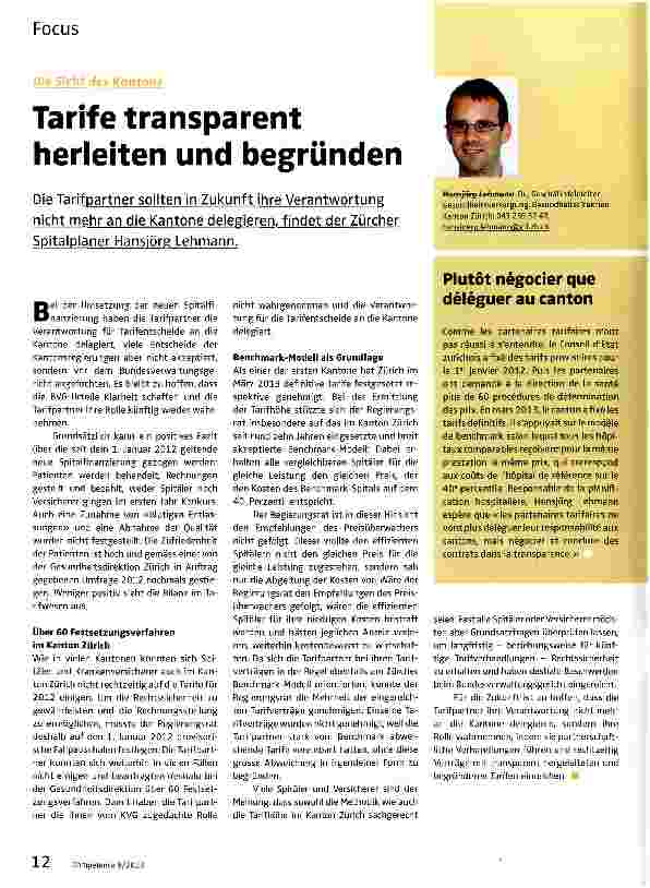 Vorschauseite 1: Tarife transparent herleiten und begründen