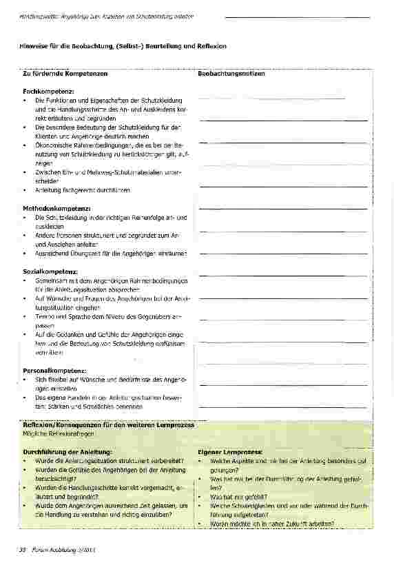 Vorschauseite 2: Angehörige von Klienten mit MRSA zum Anziehen von Schutzkleidung anleiten