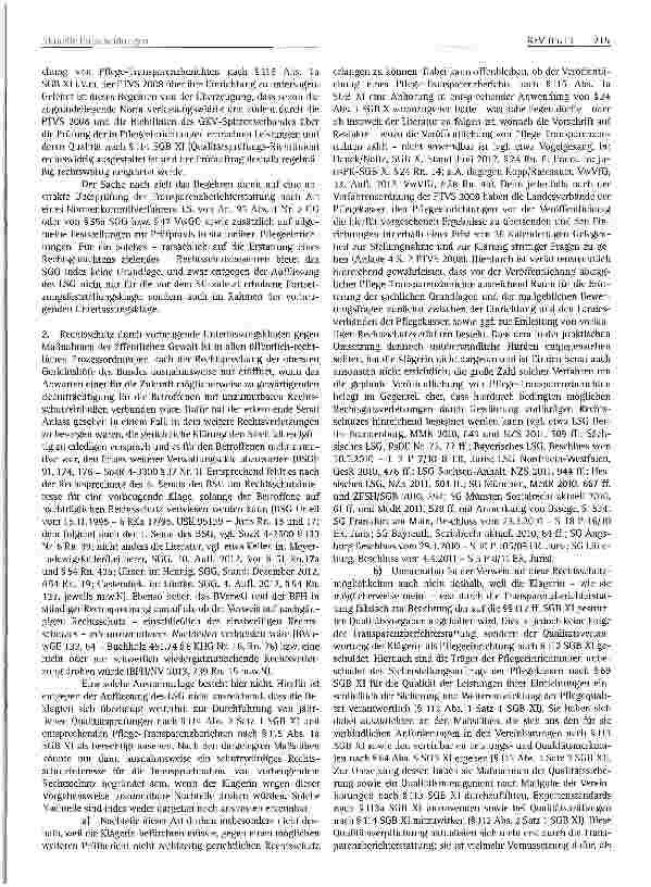 Vorschauseite 2: Pflegeversicherungsrecht (Un-)Zulässigkeit vorbeugender Unterlassungsklagen gegen Maßnahmen der öffentlichen Gewalt - Verfassungsgemäßheit der Transparenzberichterstattung