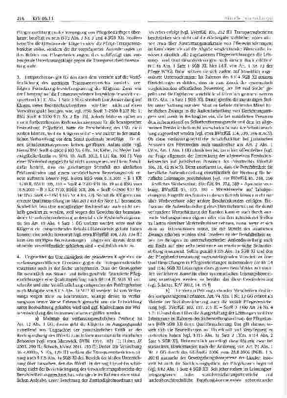 Vorschauseite 3: Pflegeversicherungsrecht (Un-)Zulässigkeit vorbeugender Unterlassungsklagen gegen Maßnahmen der öffentlichen Gewalt - Verfassungsgemäßheit der Transparenzberichterstattung
