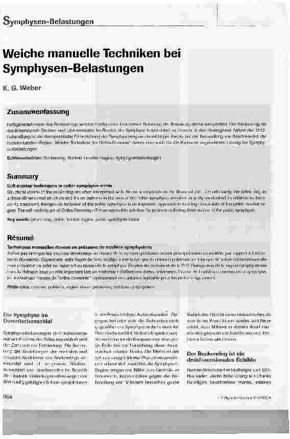 Vorschauseite 1: Weiche manuelle Techniken bei Symphysen-Belastungen